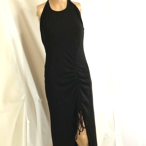 HALARA MEDIUM Long DRESS Women New Black Ribbed Casual Party Cocktail zz - Picture 4 of 6